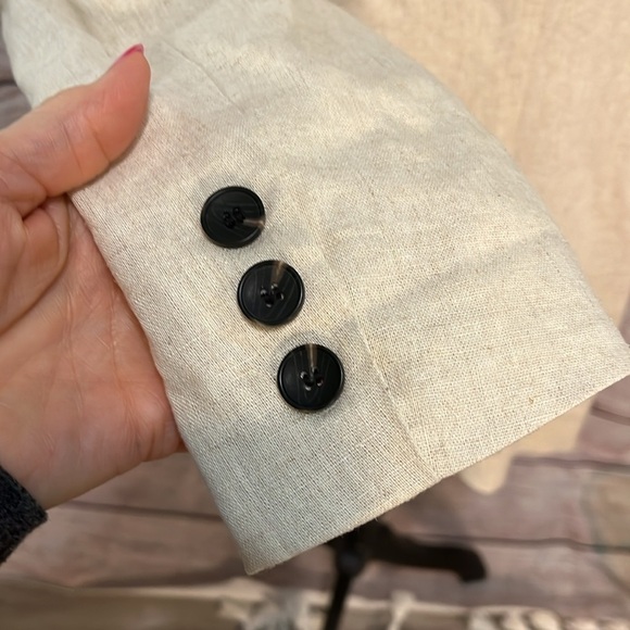 7 For All Mankind Blazer Linen Blend Closet Staple One Button Closure Size Large - Picture 6 of 11